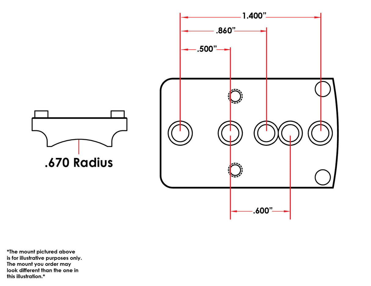 Universal shotgun / rifle [.670’’ Radius] red dot mount | Trijicon RMR footprint - Ubitzu